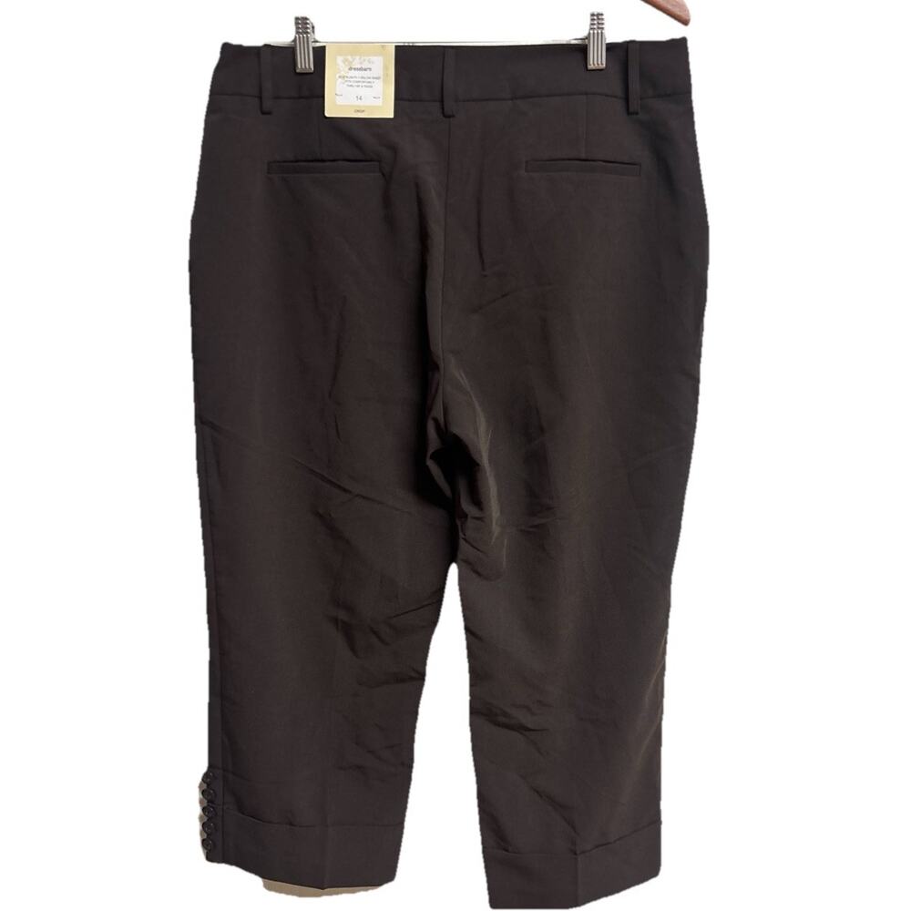 Dressbarn Women Crop Pants Women Size 14 Cuffed Button Hem Stretch Career New - Picture 4 of 7